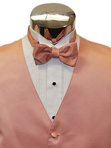 Coral Solid Satin Striped Bow