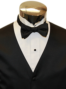 Black Solid Satin Striped Bow