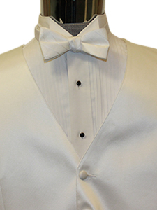 White Solid Satin Striped Bow