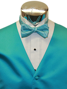Aqua Satin with Striped Bow
