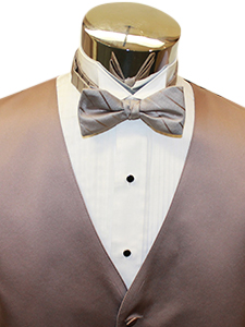 Mocha Solid Satin Striped Bow