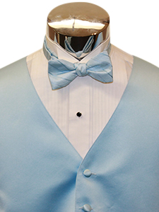 Light Blue Solid Satin Striped Bow